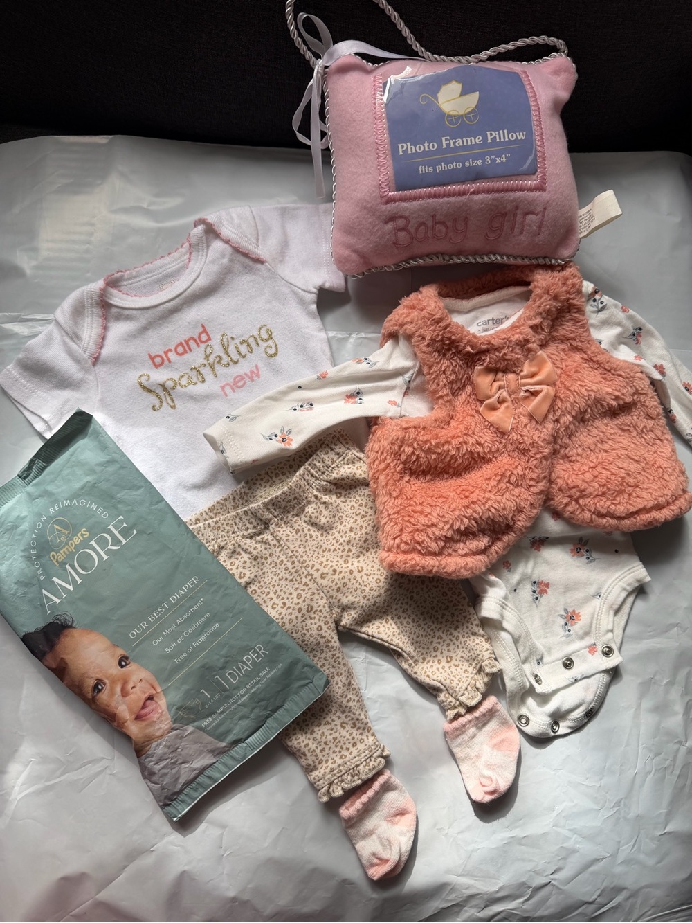 Carter's Peach Sherpa Vest & Floral Bodysuit Set - Peach